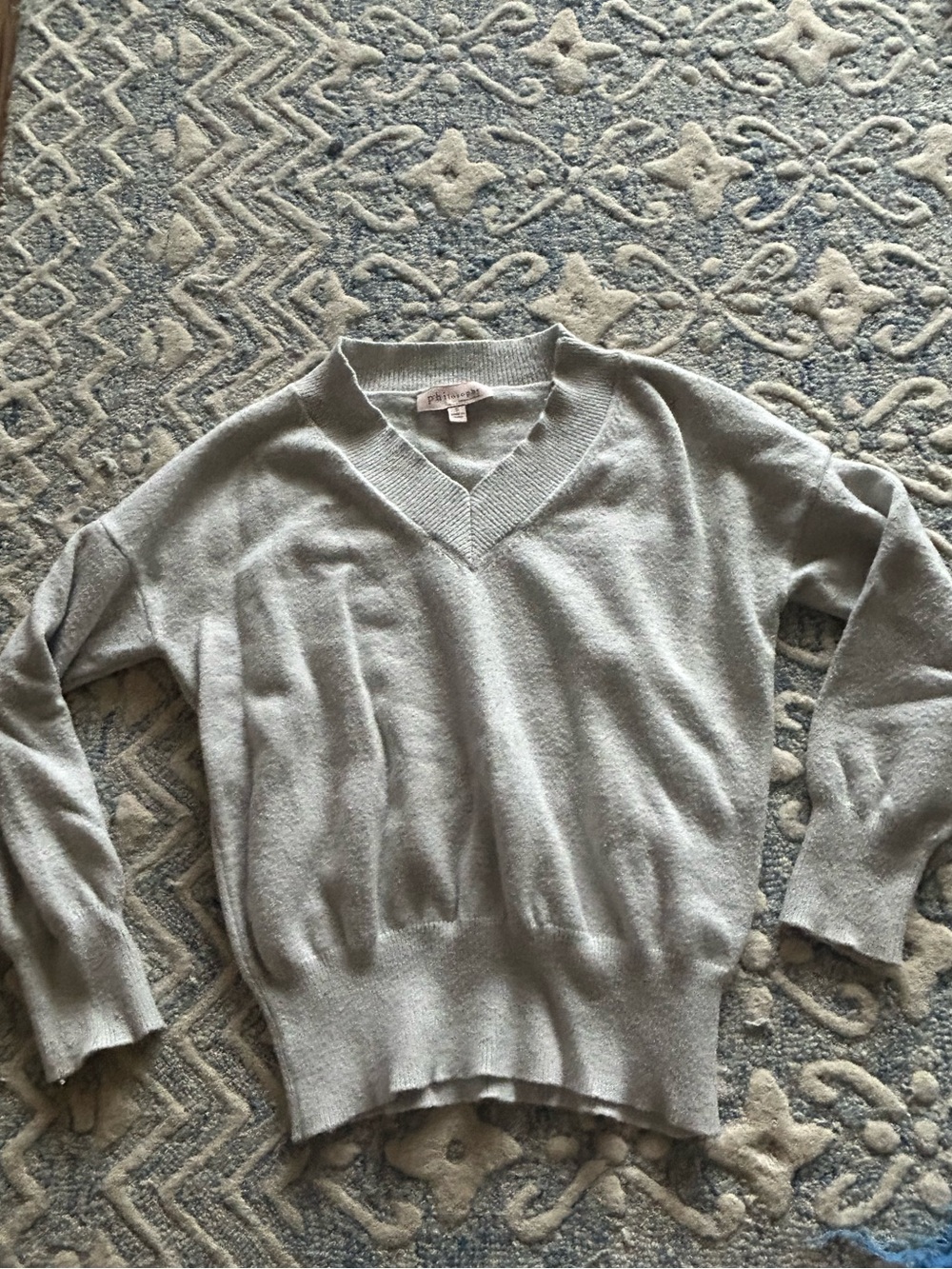 Philosophy Light Gray V-Neck Sweater